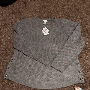 J. Jill Charcoal Knit Crew Neck Sweater